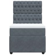 Боксспринг легло с матрак, тъмносив, 90x190 см, кадифе