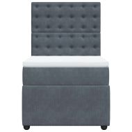 Боксспринг легло с матрак, тъмносиво, 100x200 см, кадифе