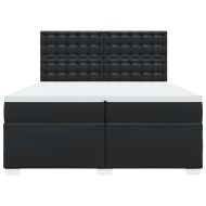 Боксспринг легло с матрак, черно, 200x200 см, изкуствена кожа