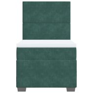 Боксспринг легло с матрак, тъмнозелена, 90x190 см, кадифе