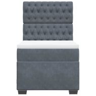 Боксспринг легло с матрак, тъмносиво, 80x200 см, кадифе