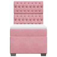 Боксспринг легло с матрак, розова, 90x190 см, кадифе