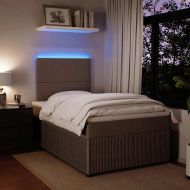 Боксспринг легло с матрак, светлосива, 120x190 см, кадифе