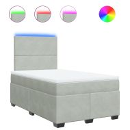 Боксспринг легло с матрак, светлосива, 120x190 см, кадифе