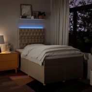 Боксспринг легло с матрак, кремаво, 120x190 см, плат