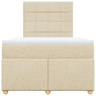 Боксспринг легло с матрак, кремаво, 120x200 см, плат