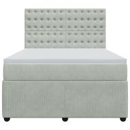 Боксспринг легло с матрак, светлосива, 140x190 см, кадифе