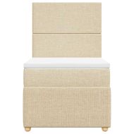 Боксспринг легло с матрак, кремаво, 100x200 см, плат