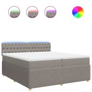 Боксспринг легло с матрак, таупе, 200x200 см, плат