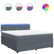 Боксспринг легло с матрак, тъмносиво, 180x200 см, кадифе