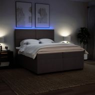 Боксспринг легло с матрак, тъмнокафяво, 200x200 см, плат