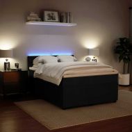 Боксспринг легло с матрак, черно, 160x200 см, кадифе