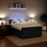 Боксспринг легло с матрак, черно, 160x200 см, кадифе