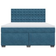 Боксспринг легло с матрак, синьо, 180x200 см, кадифе