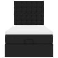 Османска легло с матрак&LED, черно, 80x200 см, изкуствена кожа