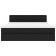 Османска легло с матраци&LED, черно, 180x200см, изкуствена кожа