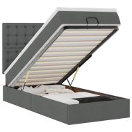 Османска легло с матрак и LED, тъмносиво, 80x200 см, плат