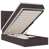 Османска легло с матрак и LED, тъмнокафяво, 90x200 см, плат