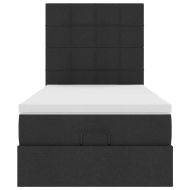 Османска легло с матрак и LED, черно, 100x200 см, плат