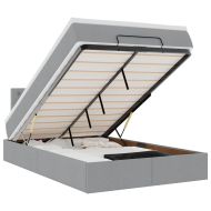 Османска легло с матрак и LED, светлосиво, 120x200 см, плат