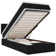 Османска легло с матрак и LED, черно, 90x200 см, плат