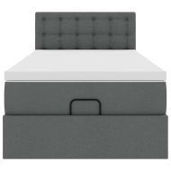 Османска легло с матрак и LED, тъмносиво, 100x200 см, плат