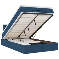 Османска легло с матрак и LED, синьо, 120x200 см, плат