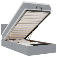 Османска легло с матрак и LED, светлосиво, 100x200 см, плат