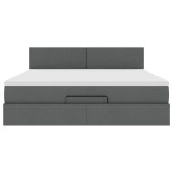 Османска легло с матрак и LED, тъмносиво, 180x200 см, плат