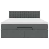 Османска легло с матрак и LED, тъмносиво, 140x200 см, плат