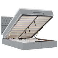 Османска легло с матрак и LED, светлосиво, 140x200 см, плат