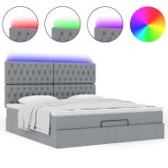 Османска легло с матрак и LED, светлосиво, 160x200 см, плат