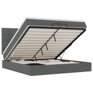 Османска легло с матрак и LED, тъмносиво, 200x200 см, плат