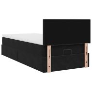 Османска легло с матрак и LED, черно, 80x200 см, кадифе