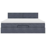 Османска легло с матрак и LED, тъмносиво, 160x200 см, кадифе