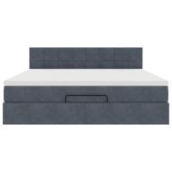 Османска легло с матрак и LED, тъмносиво, 160x200 см, кадифе