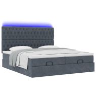 Османска легло с матраци и LED, тъмносиво, 200x200 см, кадифе