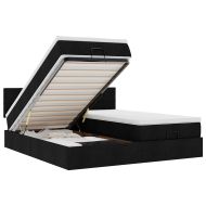 Османска легло с матраци и LED, черно, 180x200 см, плат