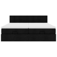 Османска легло с матраци и LED, черно, 180x200 см, плат