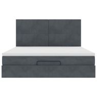 Османска легло с матраци и LED, тъмносиво, 160x200 см, кадифе