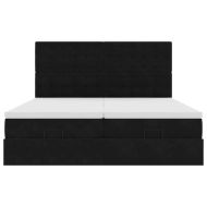 Османска легло с матраци и LED, черно, 180x200 см, кадифе