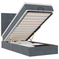 Османска легло с матраци и LED, тъмносиво, 100x200 см, кадифе