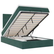 Османска легло с матраци и LED, тъмнозелено, 120x200 см, кадифе