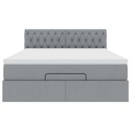 Османско легло с матрак & Светодиоди Светло сиво 140x190cm Плат