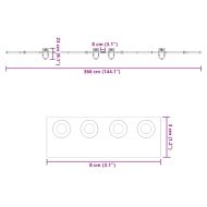 Комплект механизъм за плъзгаща врата, 366 см, стомана, черен