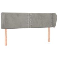 Горна табла за легло с уши, светлосива, 147x23x78/88 см, кадифе