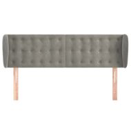 Горна табла за легло с уши, светлосива, 147x23x78/88 см, кадифе