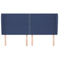 Горна табла за легло с уши, синя, 203x23x118/128 см, плат