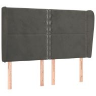 Горна табла за легло с уши, тъмносива,147x 23x118/128 см кадифе