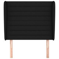 Горна табла за легло с уши, черна, 83x23x118/128 см, плат